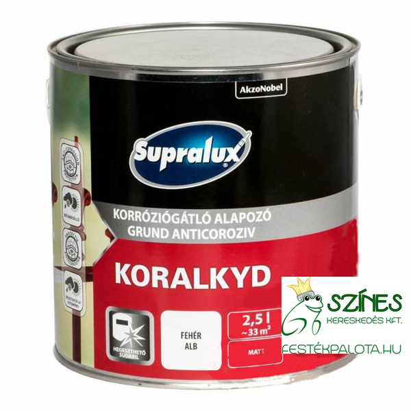 Supralux KORALKYD alapozó 2,5 l korróziógátló fehér