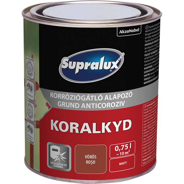 Supralux KORALKYD korróziógátló alapozó 0,75 l vörös