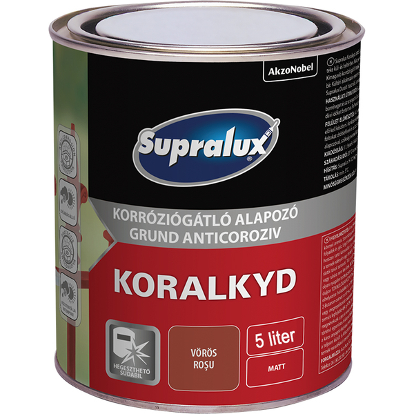 Supralux KORALKYD alapozó 5 l korróziógátló vörös
