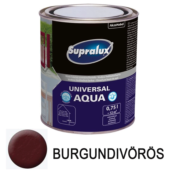 Supralux universal Aqua zománc festék Burgundi vörös 0,75 l