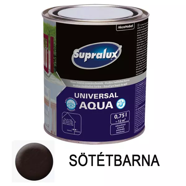 Supralux universal Aqua zománc festék sötét barna 0,75 l