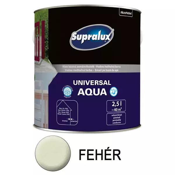 Supralux universal Aqua zománc festék fehér 2,5 l