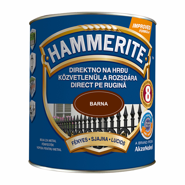 Hammerite fémfesték 2,5 l fényes barna