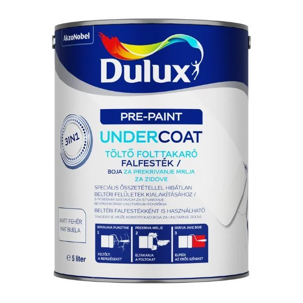 Dulux undercoat 3in1 folttakaró,repedés javító falfesték 5 l fehér Dulux undercoat 3in1 folttakaró,repedés javító falfesték 5 l fehér
