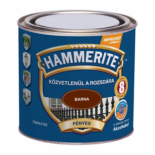 Hammerite fényes - 0,25 l barna | közvetlenül a rozsdára