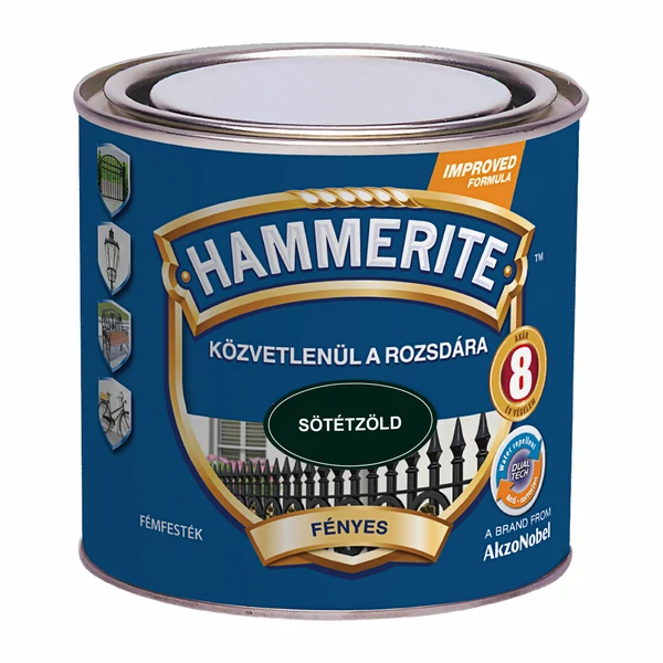 Hammerite fényes - 0,25 l sötétzöld | közvetlenül a rozsdára