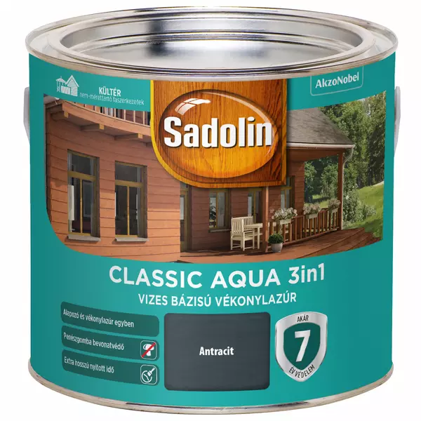 Sadolin Classic Aqua vizes vékonylazúr Antracit 2,5 l