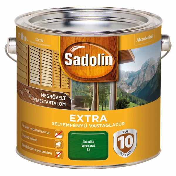 Sadolin Extra - akáczöld 2,5 l | selyemfényű vastaglazúr