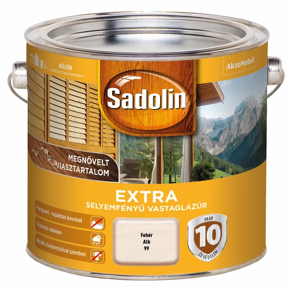 Sadolin Extra - fehér 2,5 l | selyemfényű vastaglazúr