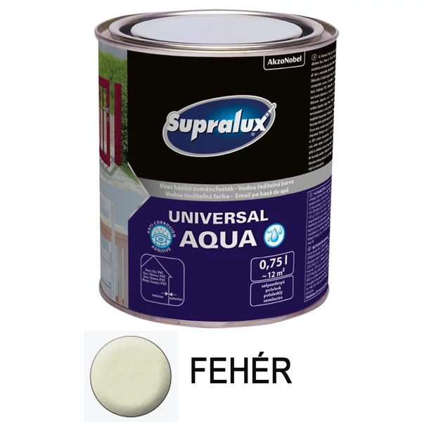 Supralux universal Aqua zománcfesték 0,75 fényes fehér