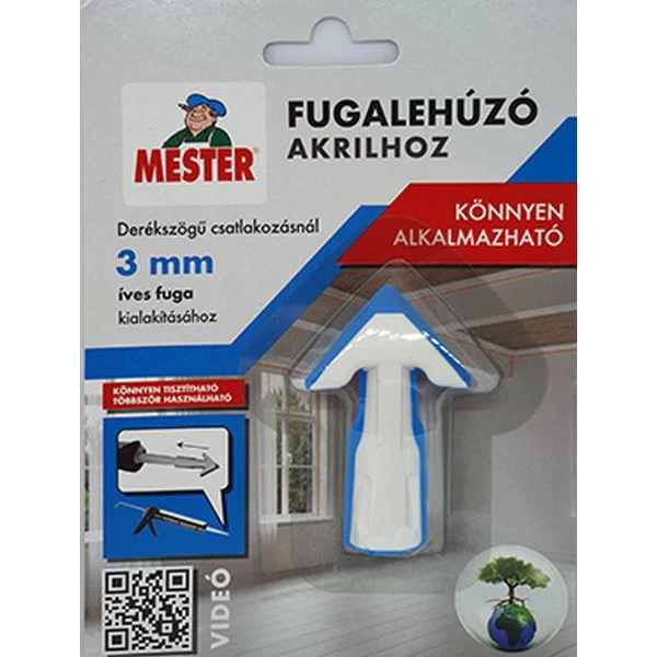 MESTER Fugalehúzó akrilhoz 3 mm, íves (fehér/kék)