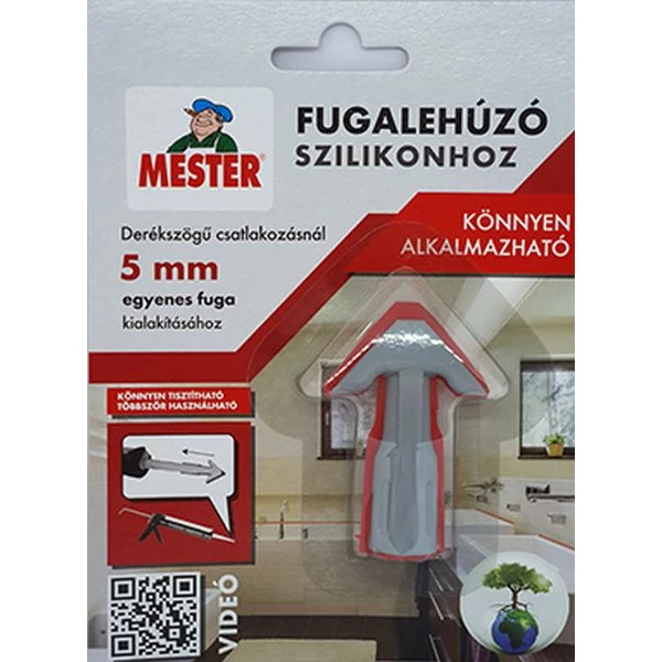 MESTER Fugalehúzó szilikonhoz 5 mm, egyenes (szürke/piros)