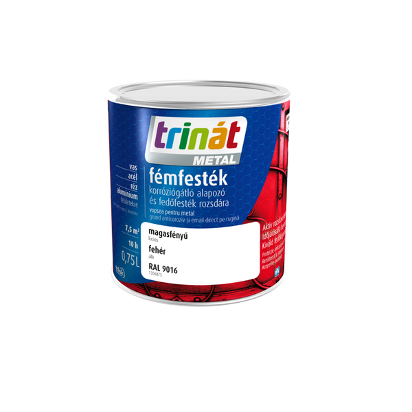 TRINÁT METAL FÉMFESTÉK MAGASFÉNYŰ 9016 FEHÉR 0.75 L