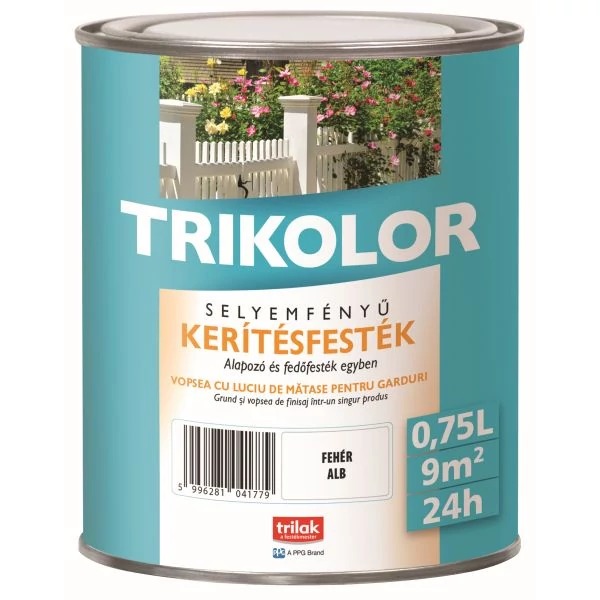 TRIKOLOR kerítésfesték királykék selyemfényű 0,75 l