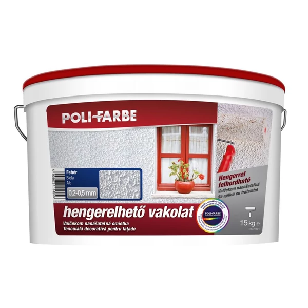 PoliFarbe Policolor hengerelhető vakolat 0,2-0,5 mm fehér 15 kg