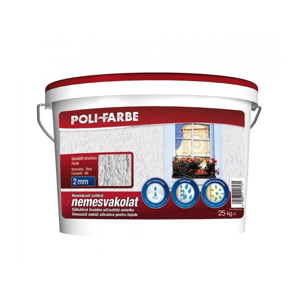Polifarbe Szilikát Vakolat Gördülő 2 mm 25 kg fehér