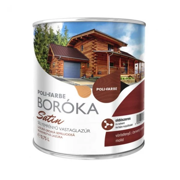 BORÓKA Satin selyemfényű vastaglazúr 0,75 l vörösfenyő