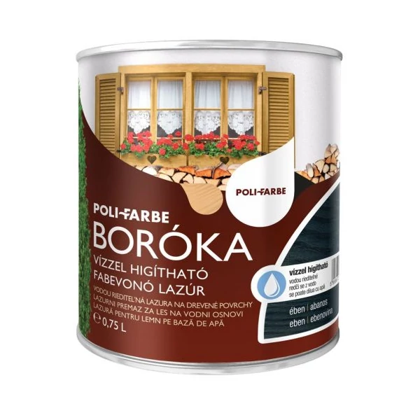 BORÓKA LAZÚR | vízzel hígítható vastaglazúr 0,75 l Ében UV álló