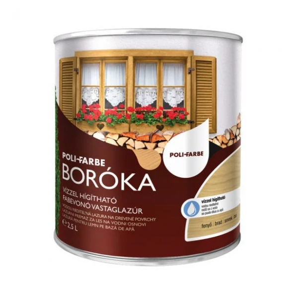 BORÓKA LAZÚR | vízzel hígítható vastaglazúr 2,5 l Fenyő UV álló