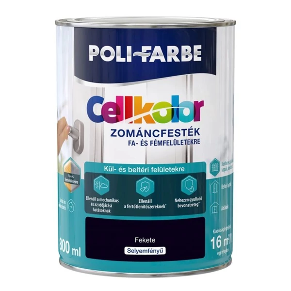 Cellkolor zománcfesték selyemfényű 0,8 l fekete