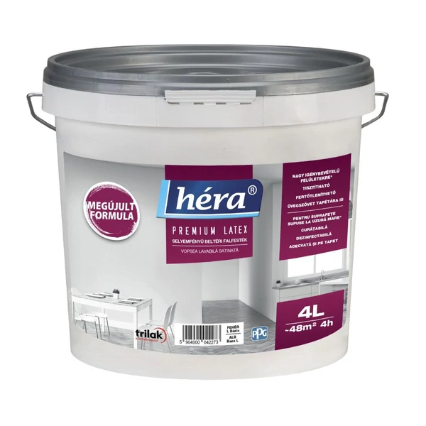 HÉRA Prémium Latex Beltéri Selyemfényű Falfesték Fehér És L 4 l