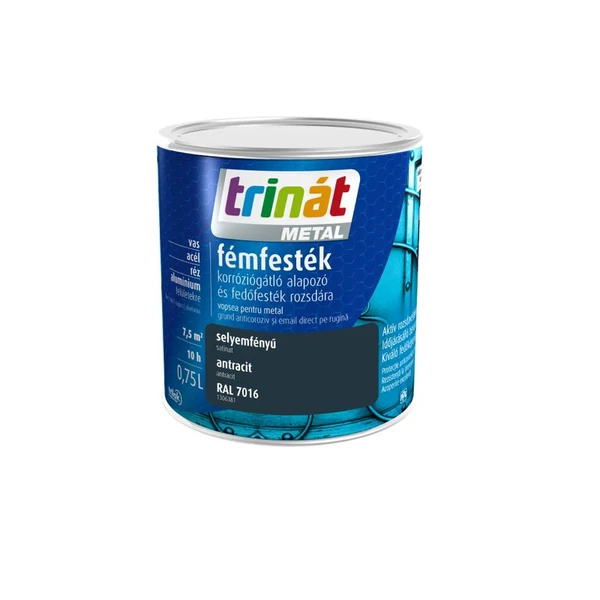 Trinát Metal Fémfesték Selyemfényű 7016 Antracit 0,75 l