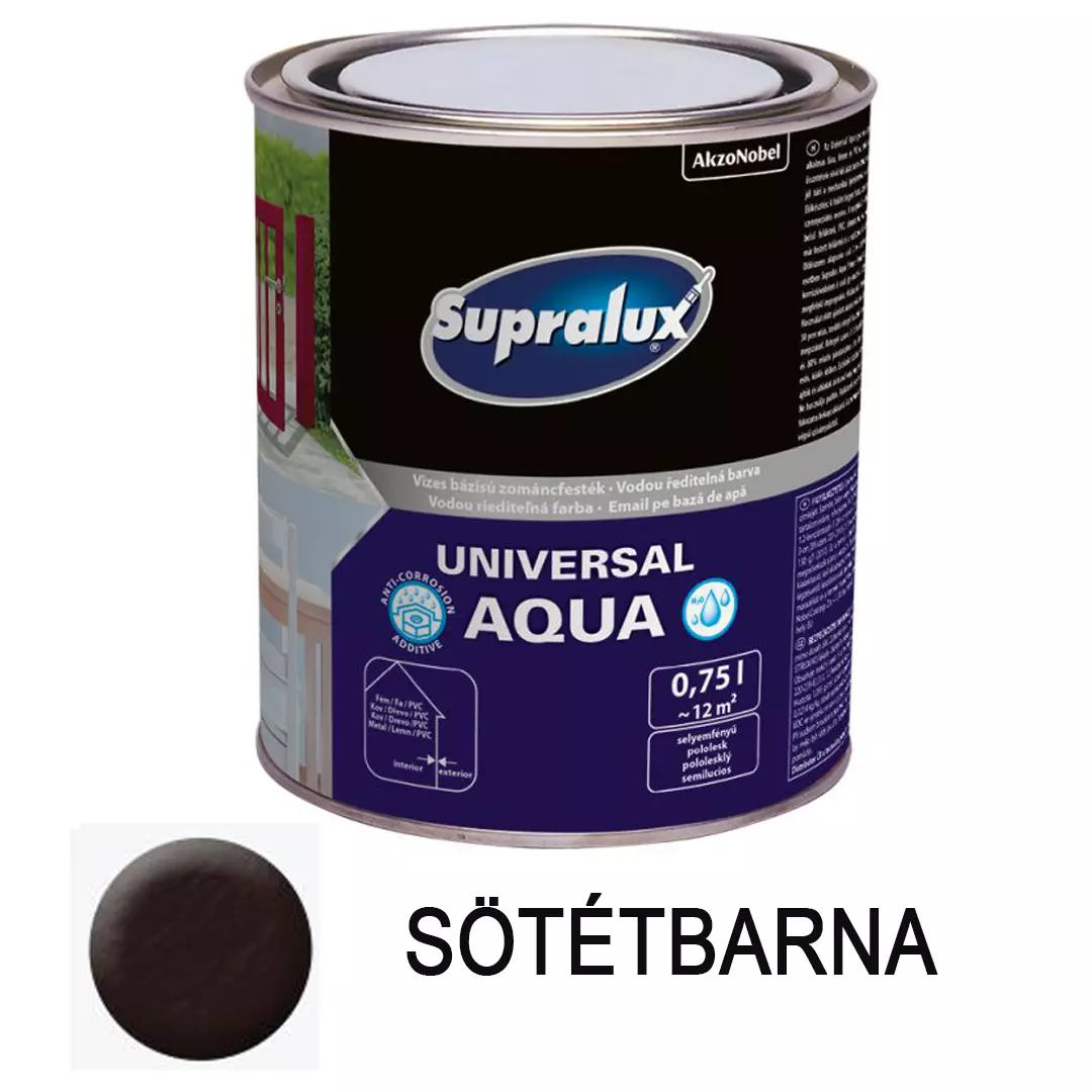 Supralux universal Aqua zománcfesték 0,75 l  sötét barna