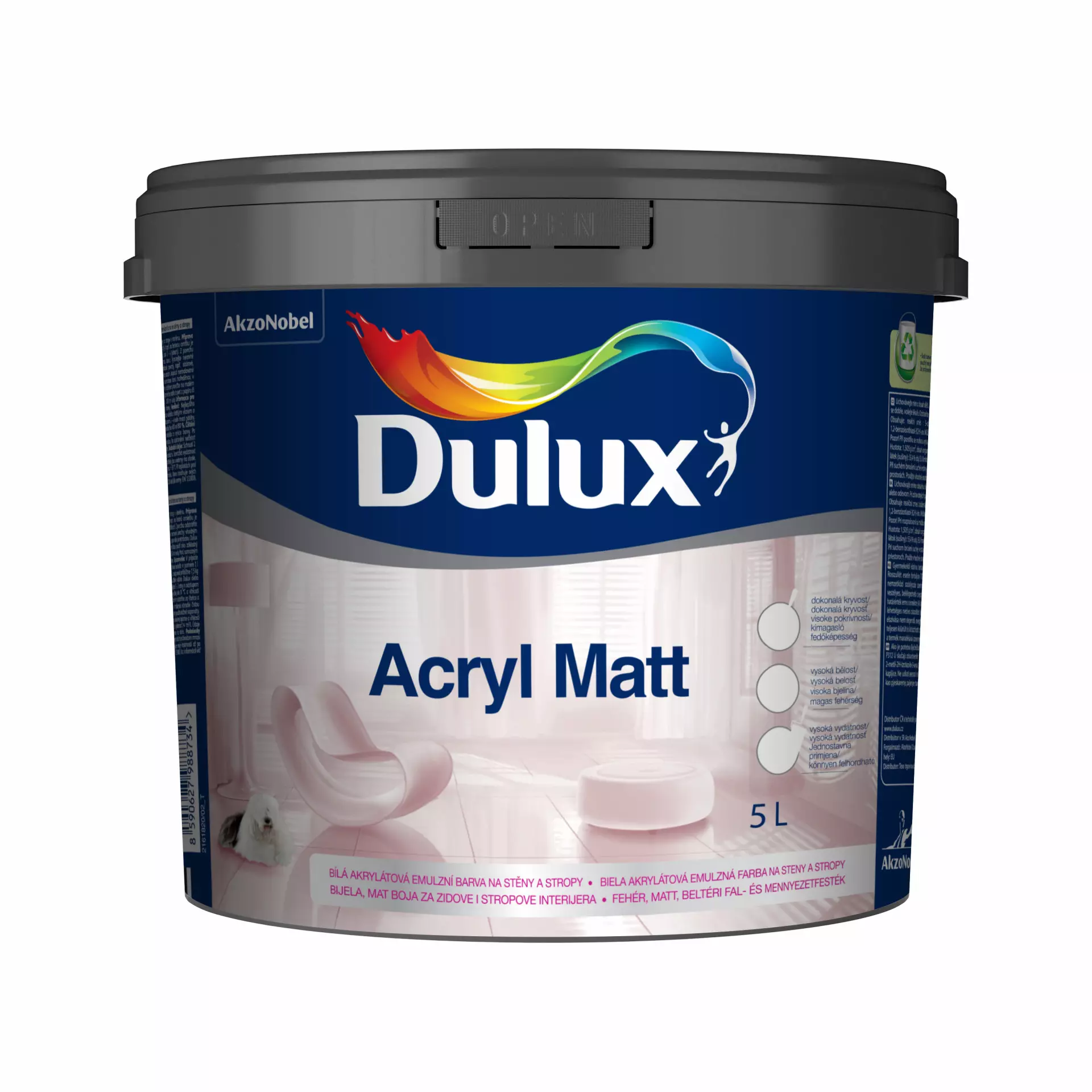 Dulux Acryl matt beltéri falfesték Fehér 5 l