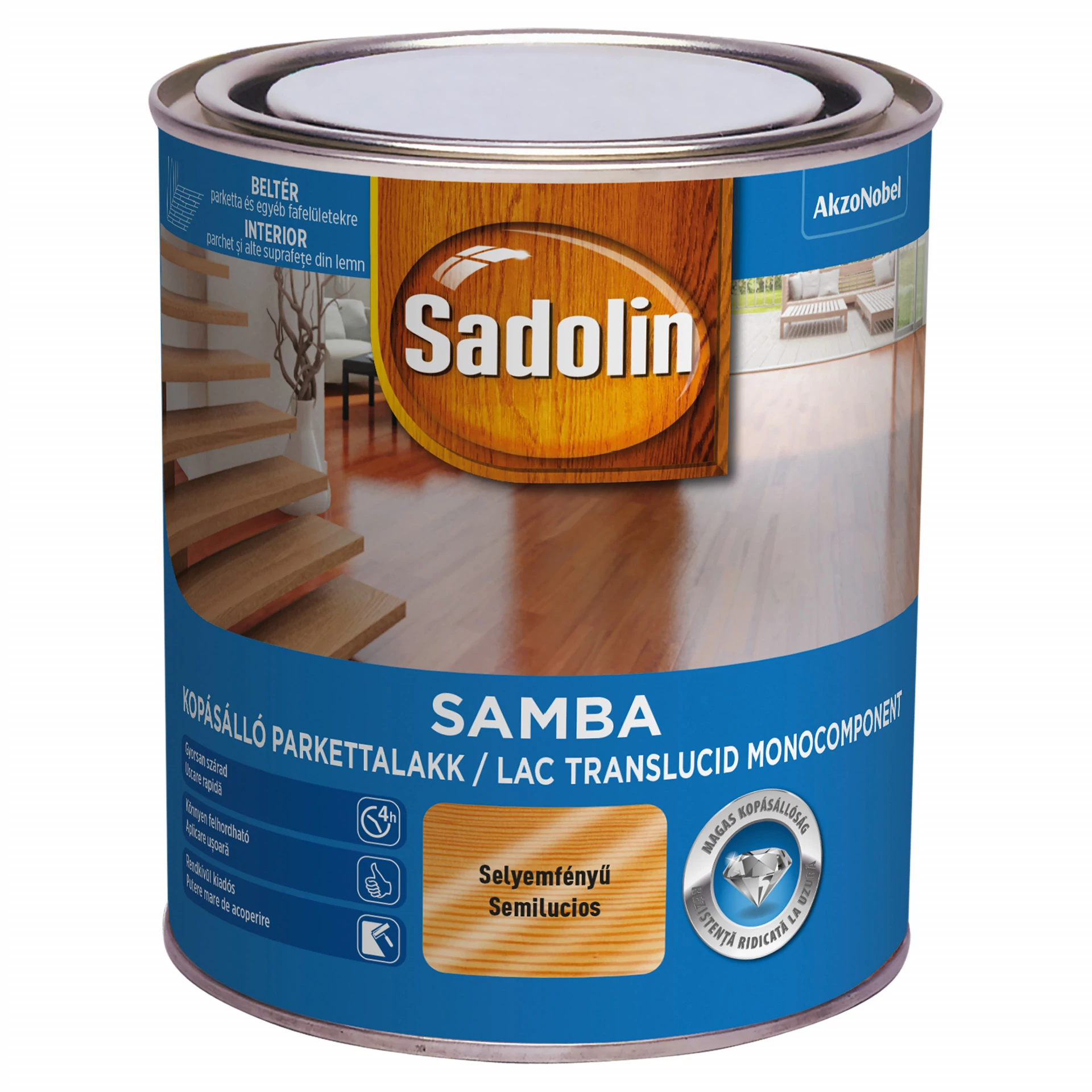 Sadolin SAMBA - 0,75 l | selyemfényű kopásálló oldószeres parkettalakk