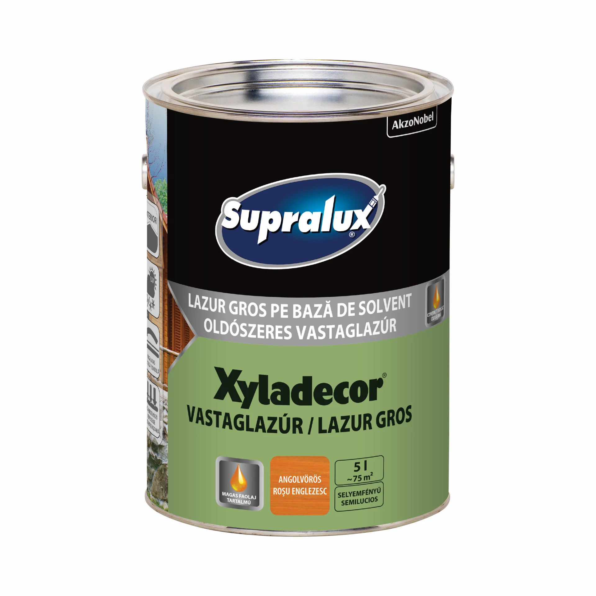 Supralux Xyladecor Vastaglazúr Angolvörös 5 l