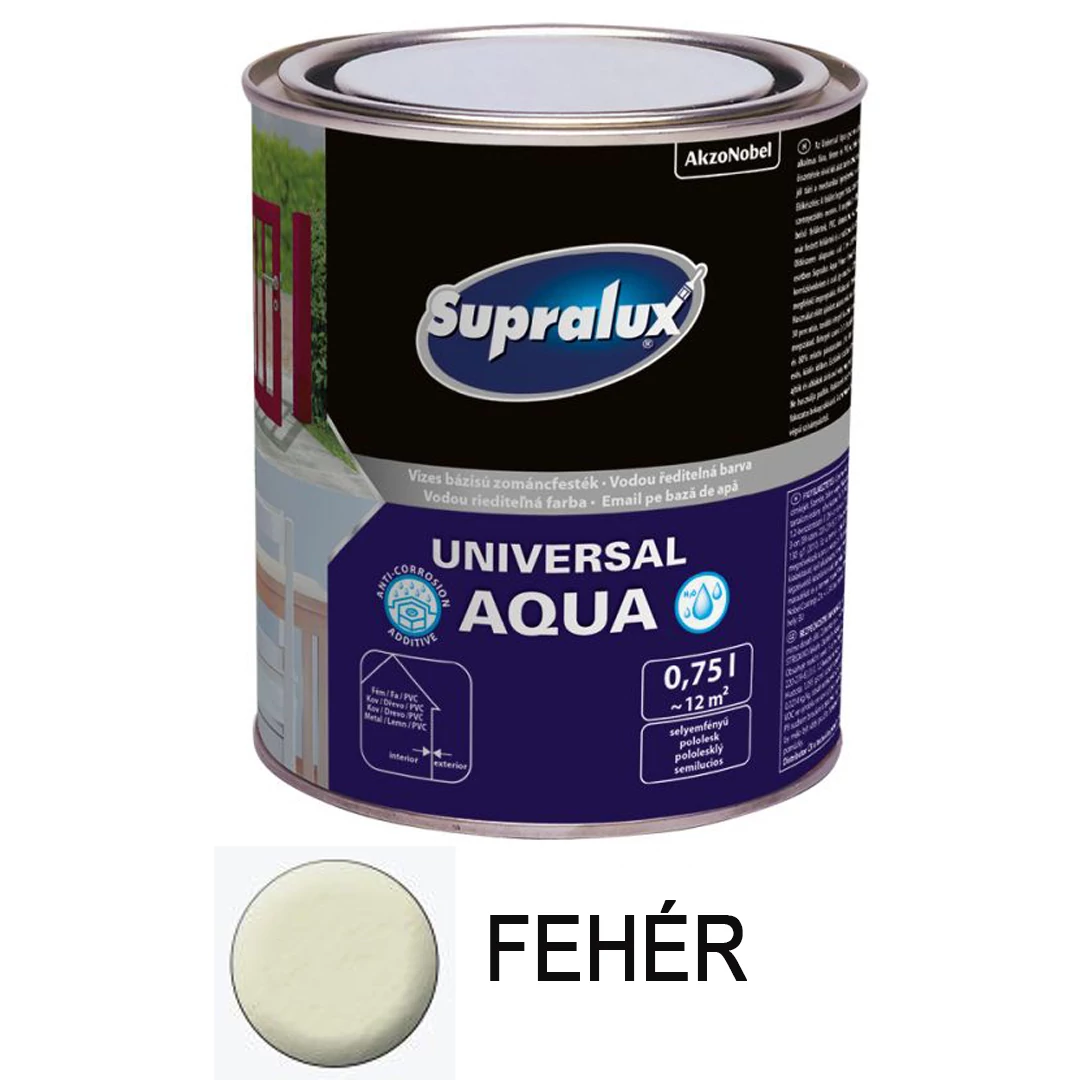 Supralux universal Aqua zománcfesték 0,75 fényes fehér