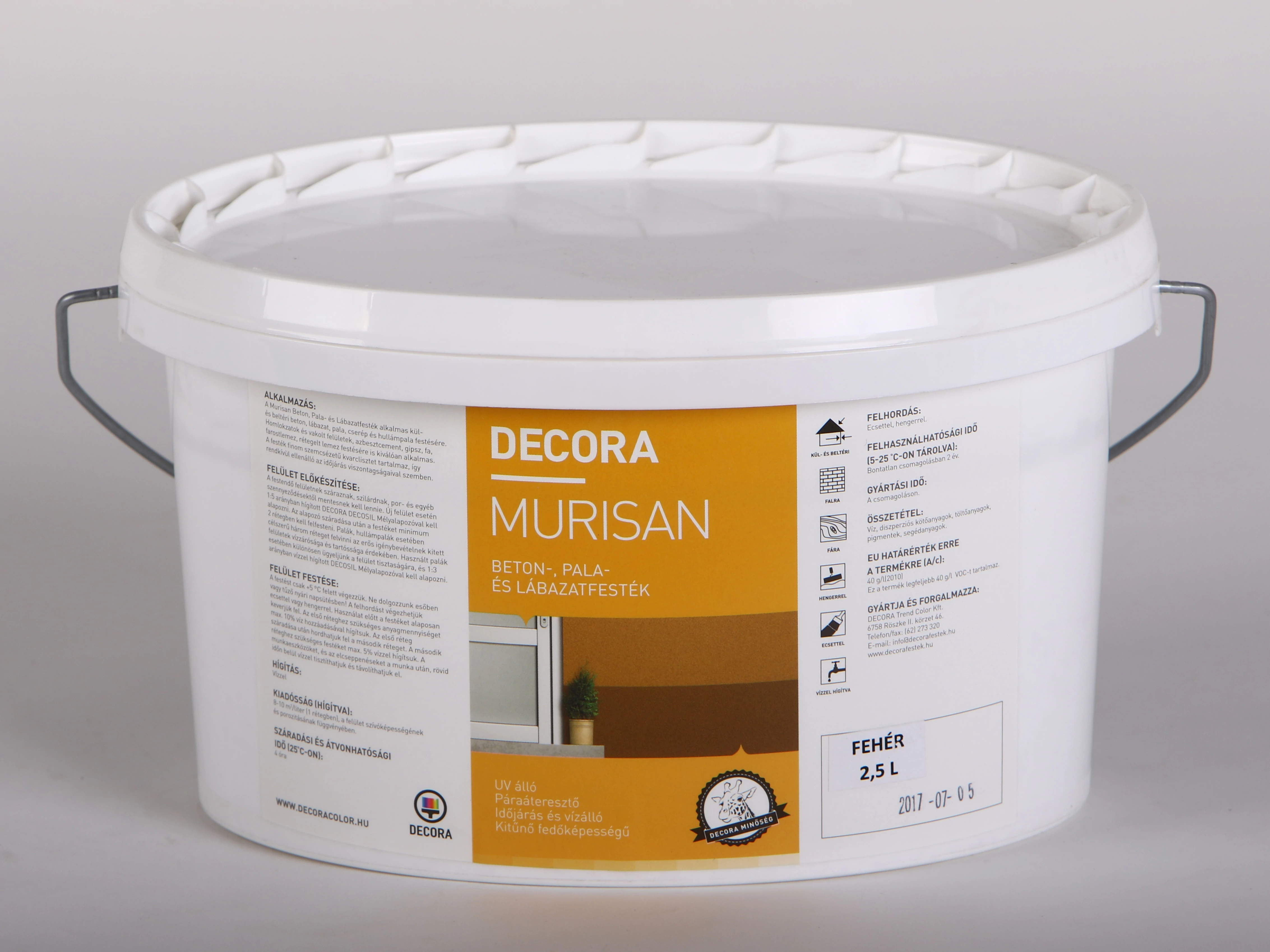 DECORA MURISAN beton-, pala- és lábazatfesték 2,5 l sötétszürke