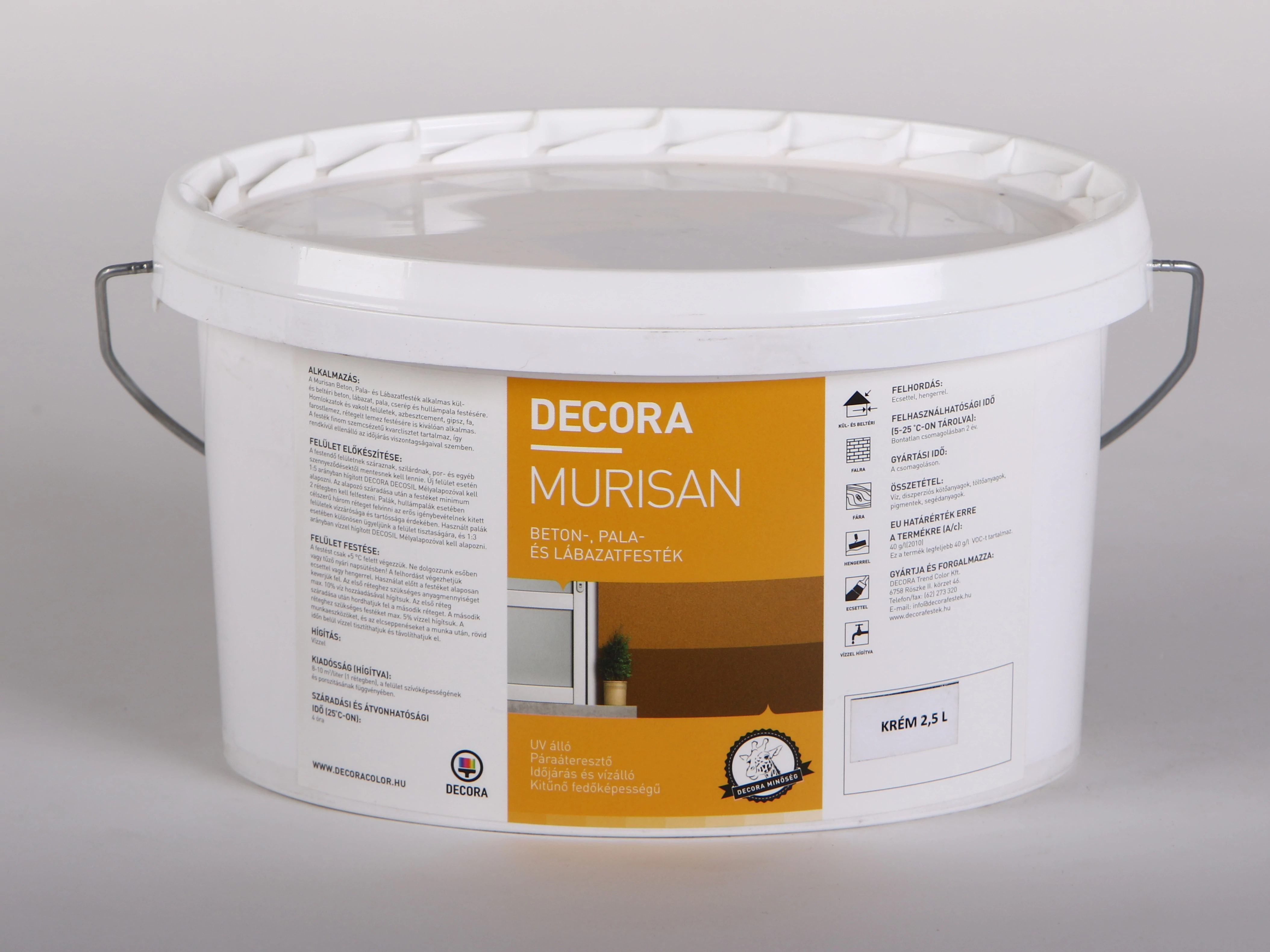 DECORA MURISAN beton-, pala- és lábazatfesték 2,5 l krém