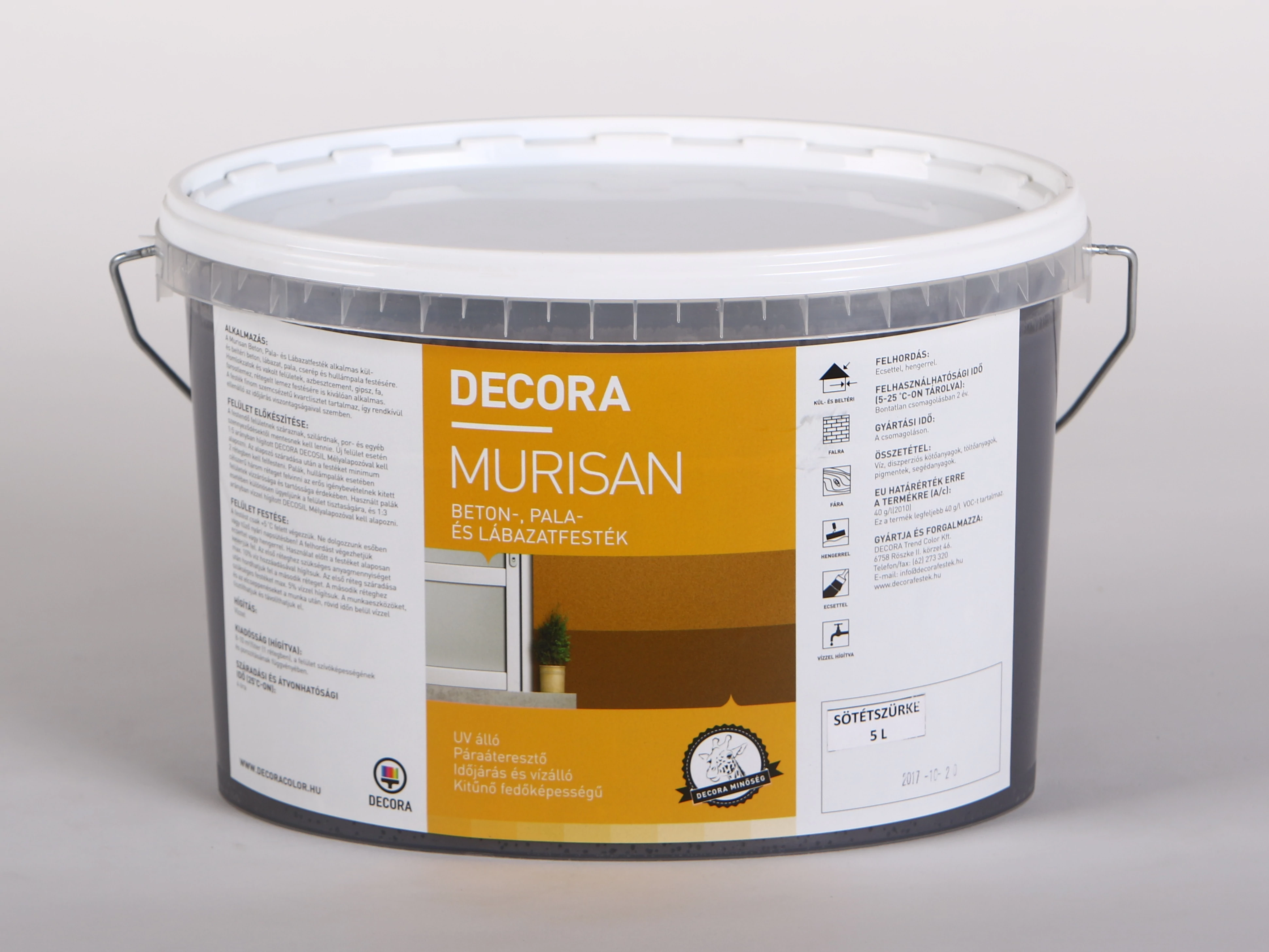 DECORA MURISAN beton-, pala- és lábazatfesték 5 l sötétszürke