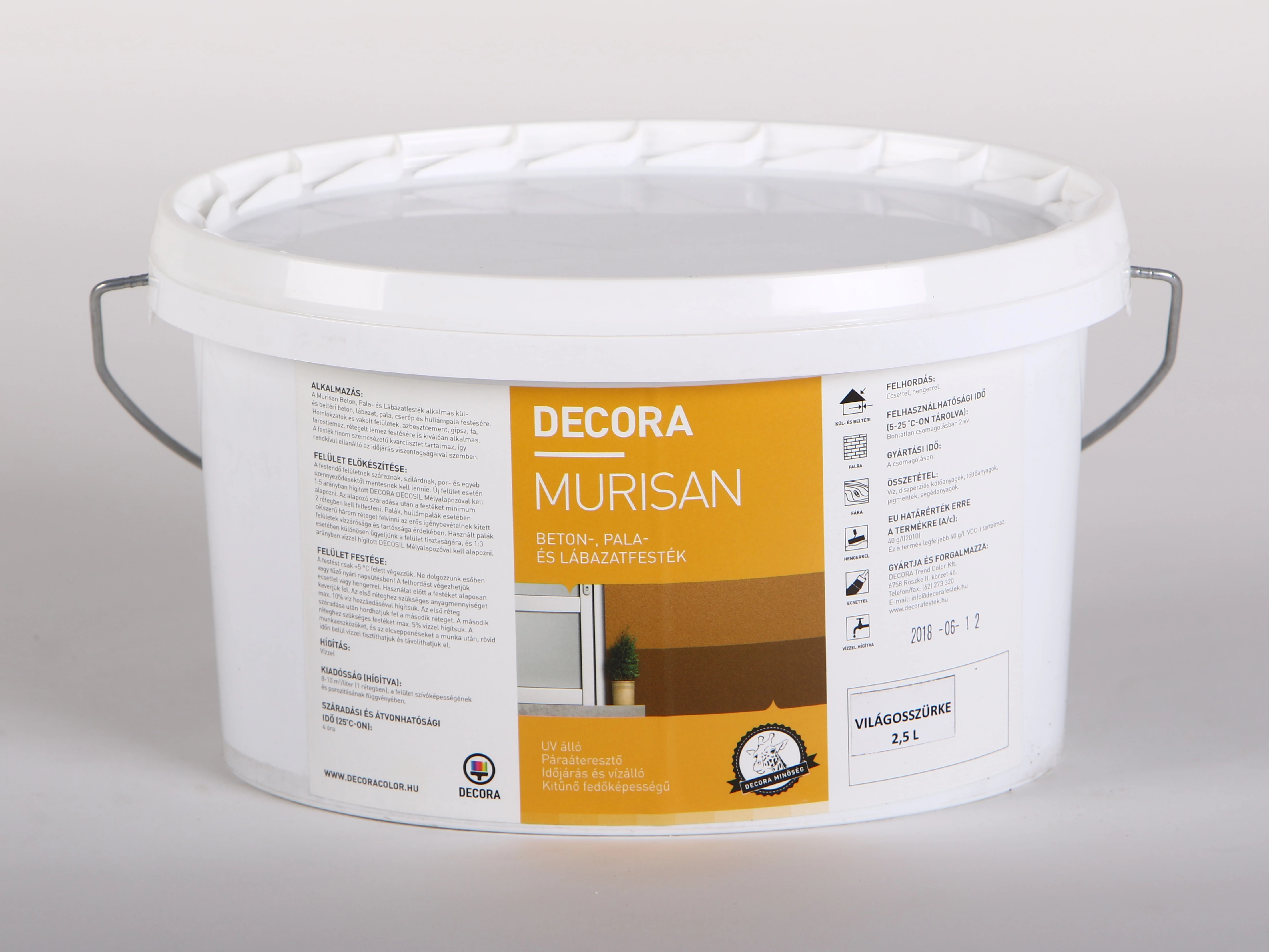 DECORA MURISAN beton-, pala- és lábazatfesték 2,5 l világosszürke