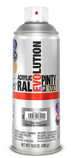 PINTY PLUS Evolution akril festék 400 ml RAL 9006 fehér alumínium