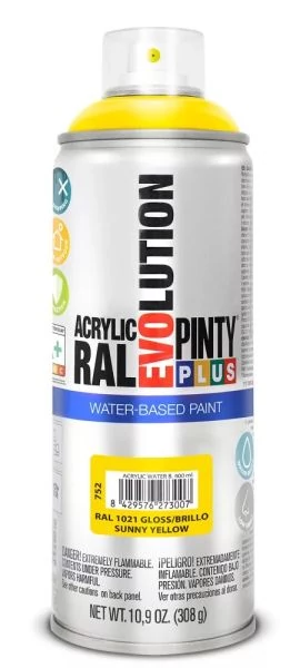 PINTY PLUS Evolution vizes akril festék 400 ml RAL 1021 napsárga