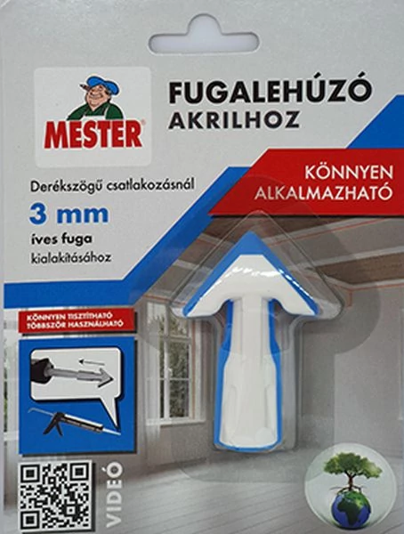 MESTER Fugalehúzó akrilhoz 3 mm, íves (fehér/kék)