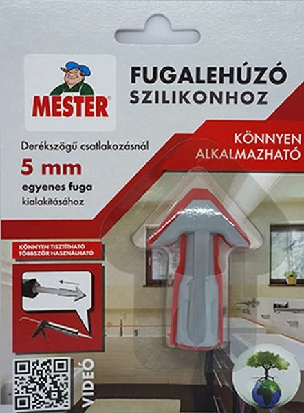 MESTER Fugalehúzó szilikonhoz 5 mm, egyenes (szürke/piros)