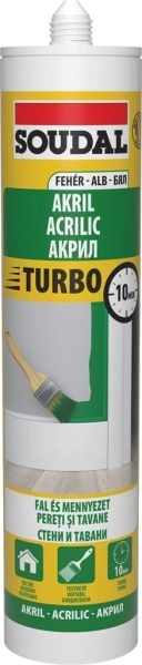 Soudal Akril Turbo 280 ml fehér - Gyorskötésű festhető tömítő