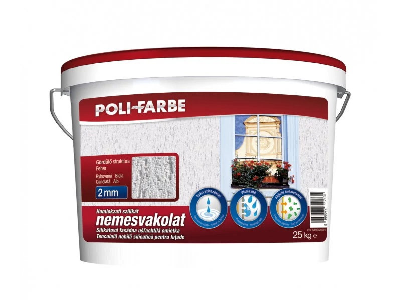 Polifarbe Szilikát Vakolat Gördülő 2 mm 25 kg fehér