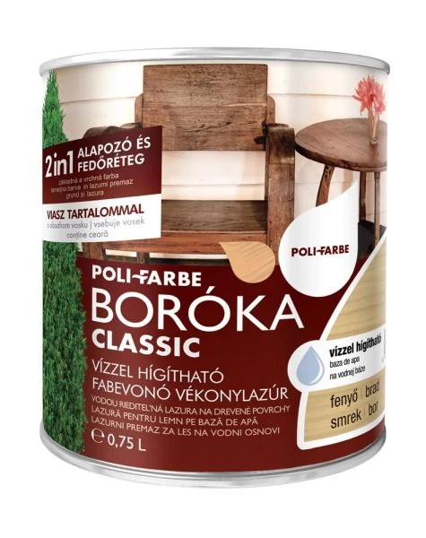 BORÓKA classic 2:1 vizes vékonylazúr 0,75 l fenyő
