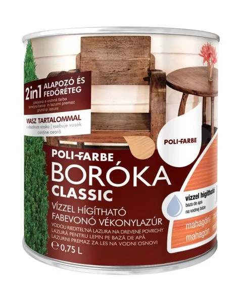 BORÓKA classic 2:1 vizes vékonylazúr 0,75 l mahagóni