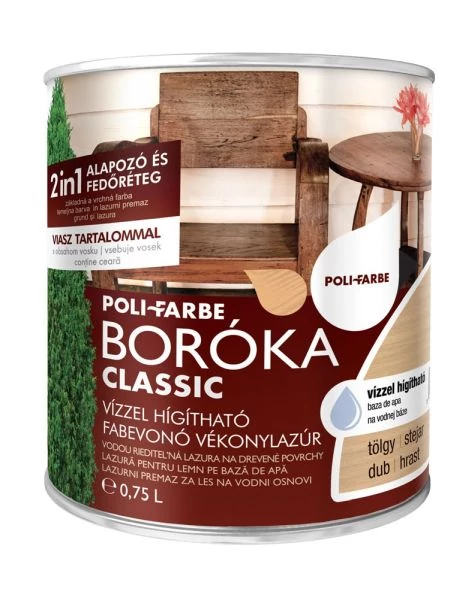 BORÓKA classic 2:1 vizes vékonylazúr 0,75 l tölgy