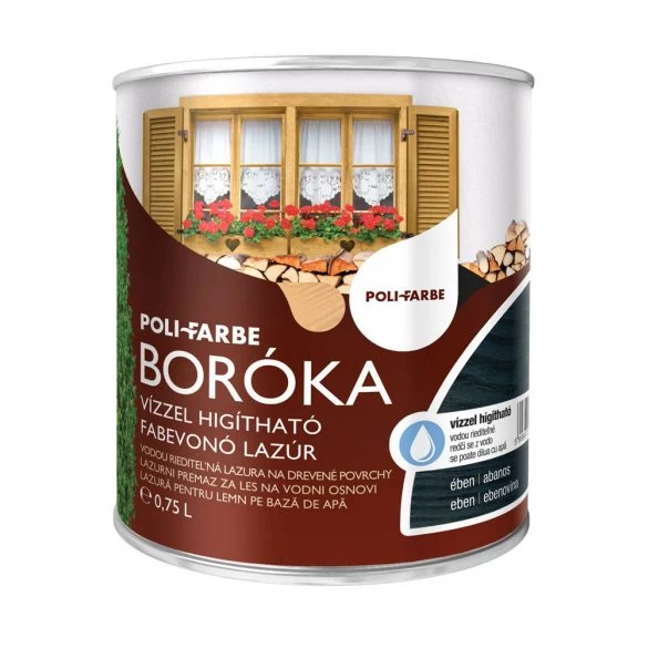 BORÓKA LAZÚR | vízzel hígítható vastaglazúr 0,75 l Ében UV álló