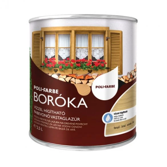 BORÓKA LAZÚR | vízzel hígítható vastaglazúr 2,5 l Fenyő UV álló
