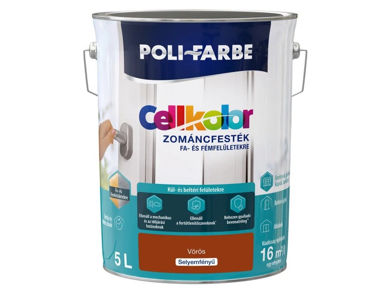 CELLKOLOR zománcfesték 5 l sf. vörös