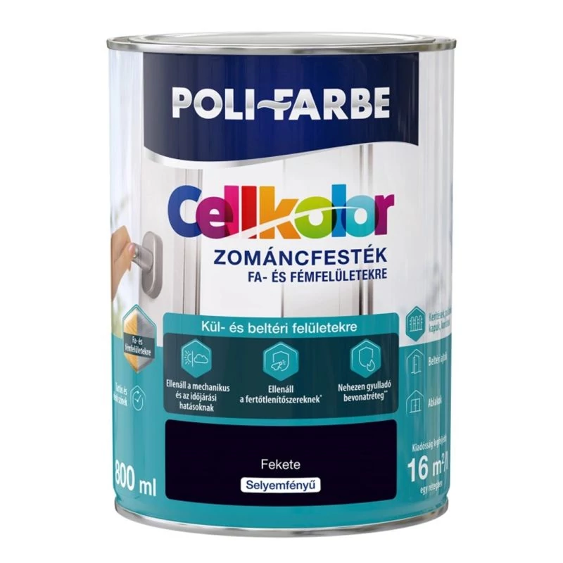 Cellkolor zománcfesték selyemfényű 0,8 l fekete
